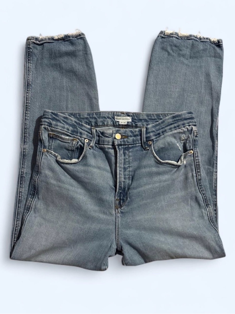 Good American Light Wash Boyfriend Jeans